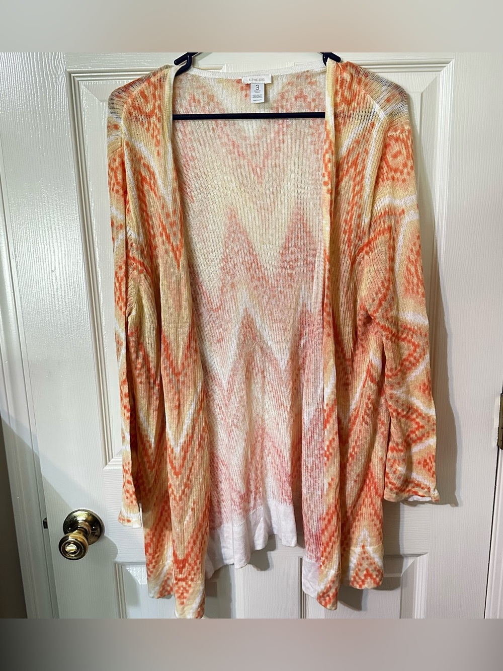 Chicos Orange Open Front Women's Cardigan